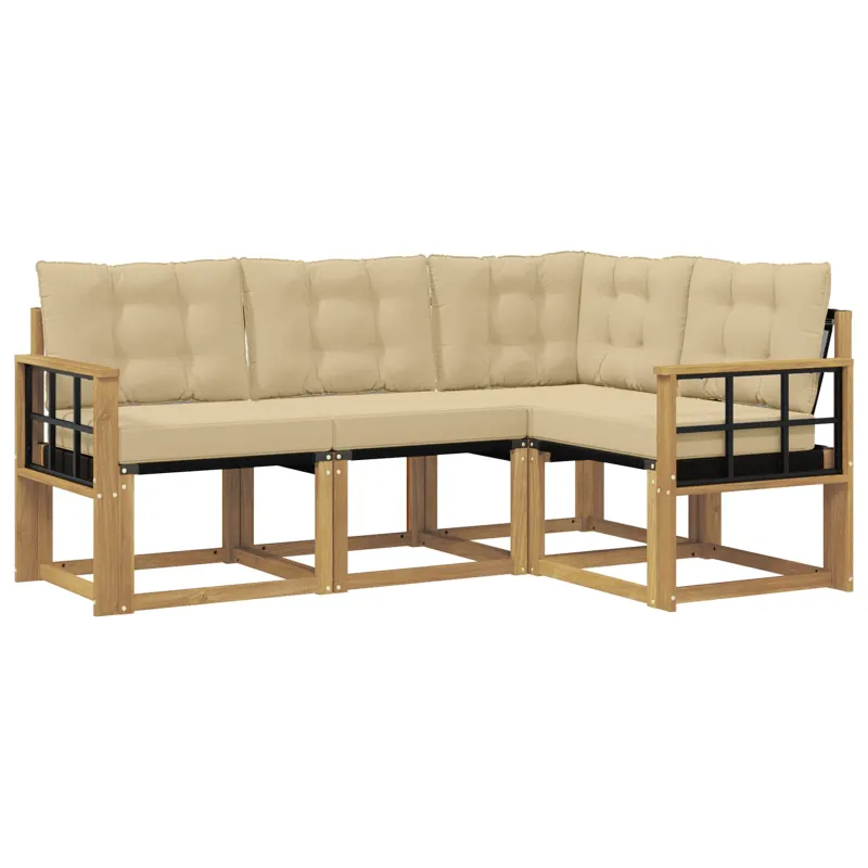 Lauko sofos komplektas su pagalve 4 pcs Balta ir kreminė