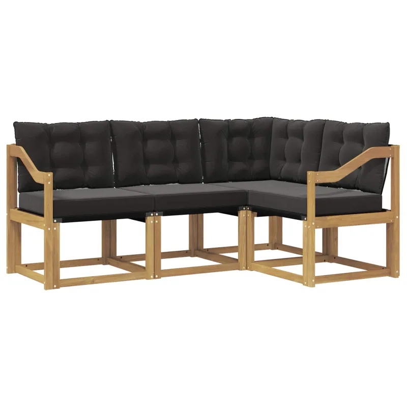 Lauko sofos komplektas su pagalve 4 pcs Balta ir juoda