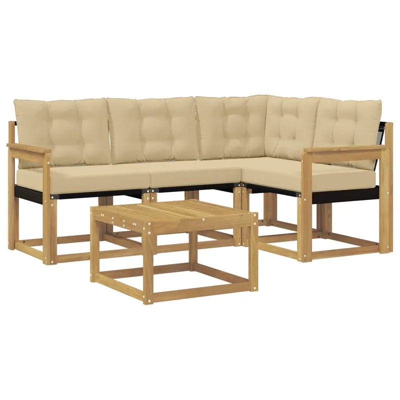 Lauko sofos komplektas su pagalve 5 pcs Balta ir kreminė