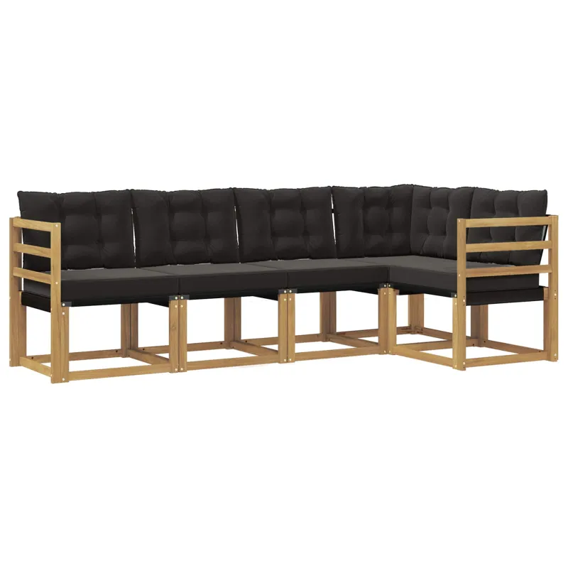 Lauko sofos komplektas su pagalve 5 pcs Balta ir juoda