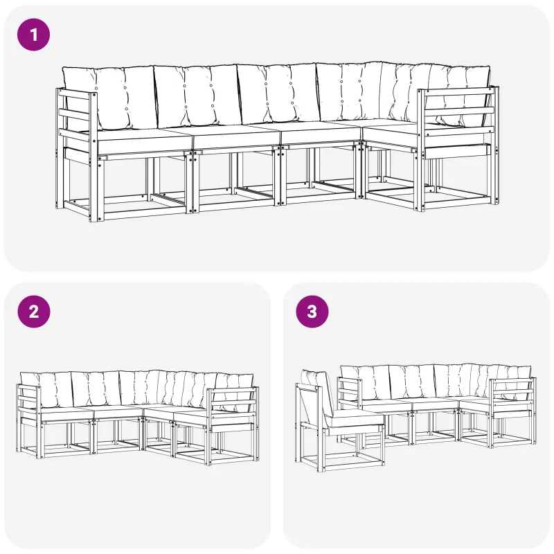 Lauko sofos komplektas su pagalve 5 pcs Balta ir juoda
