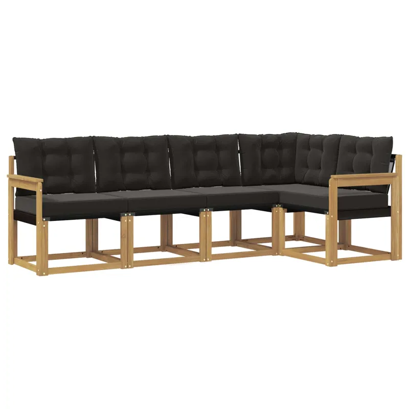 Lauko sofos komplektas su pagalve 5 pcs Balta ir juoda