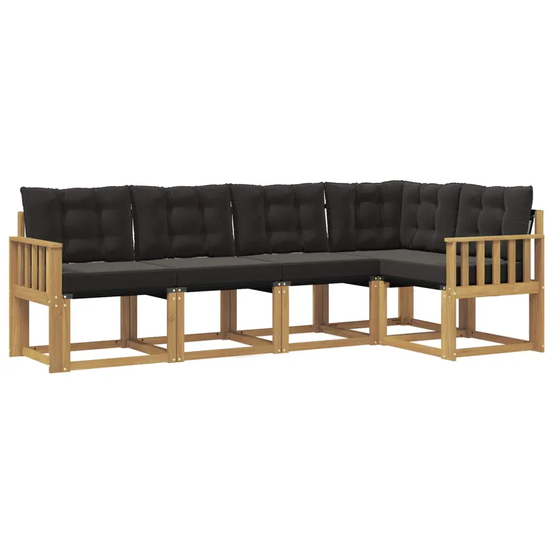 Lauko sofos komplektas su pagalve 5 pcs Balta ir juoda