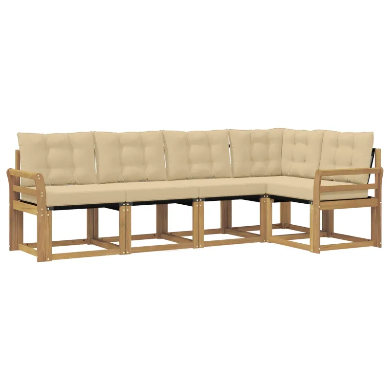Lauko sofos komplektas su pagalve 5 pcs Balta ir kreminė