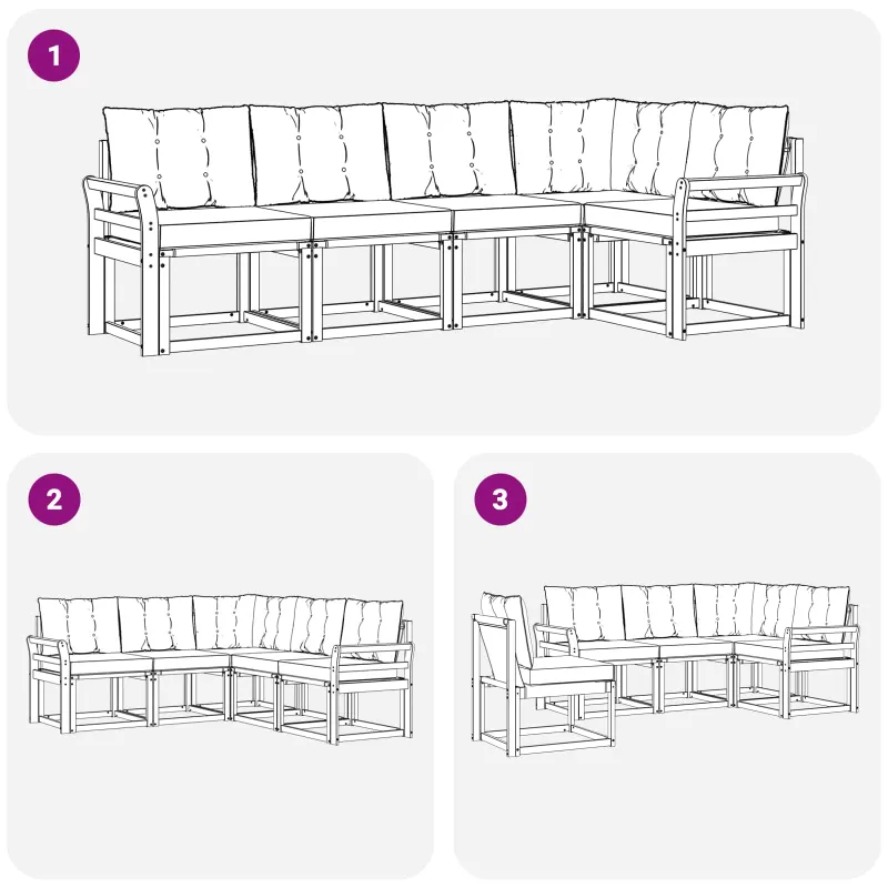 Lauko sofos komplektas su pagalve 5 pcs Balta ir kreminė