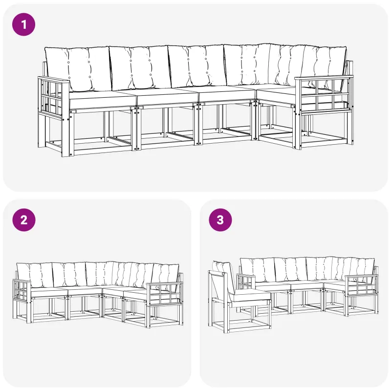 Lauko sofos komplektas su pagalve 5 pcs Balta ir kreminė