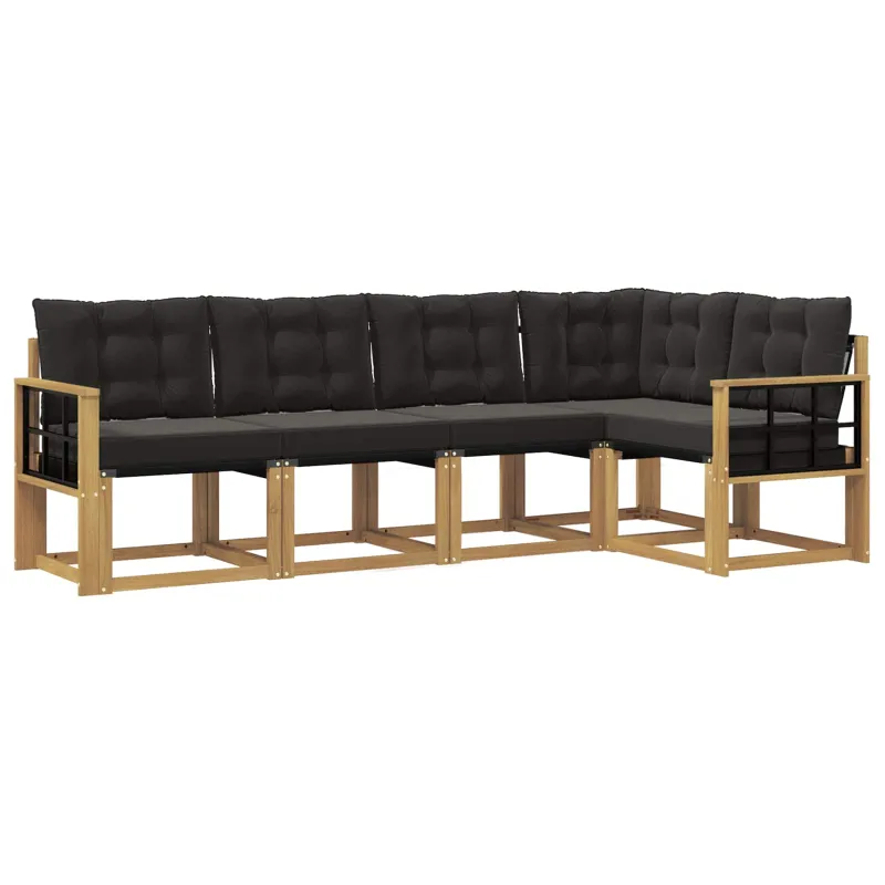 Lauko sofos komplektas su pagalve 5 pcs Balta ir juoda