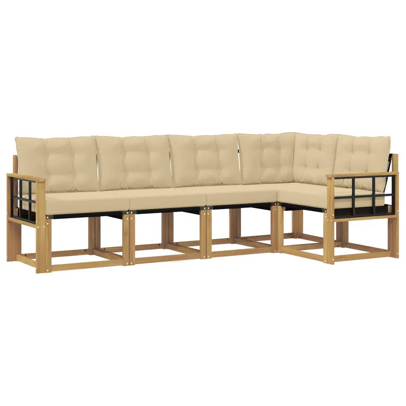Lauko sofos komplektas su pagalve 5 pcs Balta ir kreminė