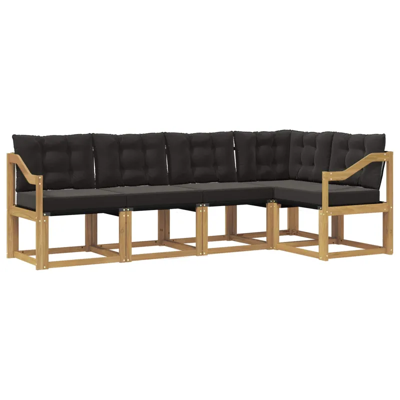 Lauko sofos komplektas su pagalve 5 pcs Balta ir juoda