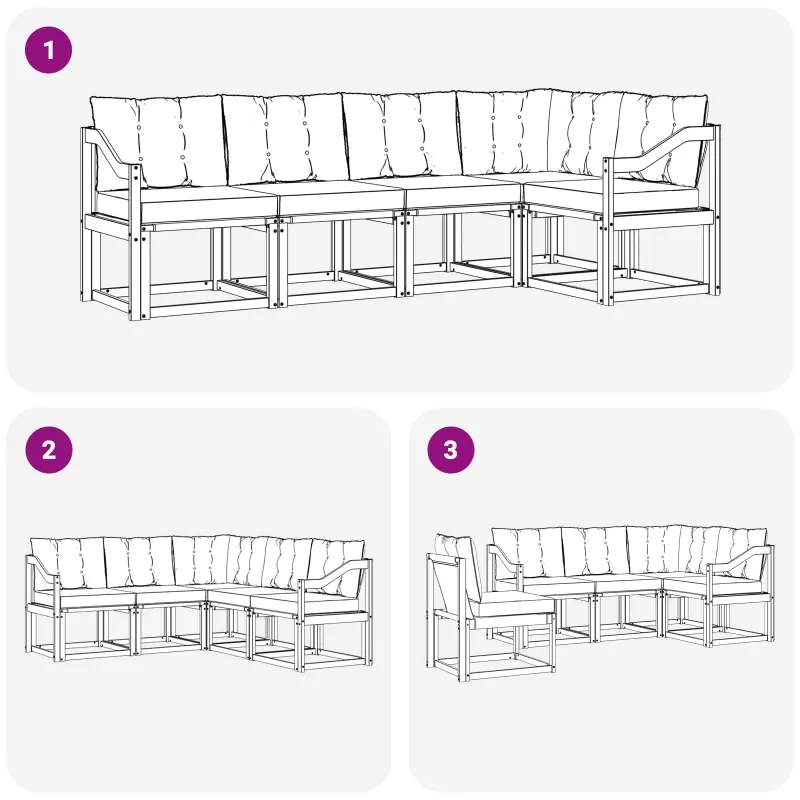 Lauko sofos komplektas su pagalve 5 pcs Balta ir kreminė