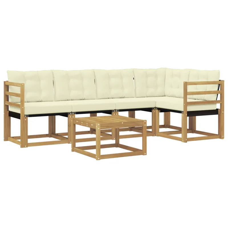Lauko sofos komplektas su pagalve 6 pcs Balta ir kreminė