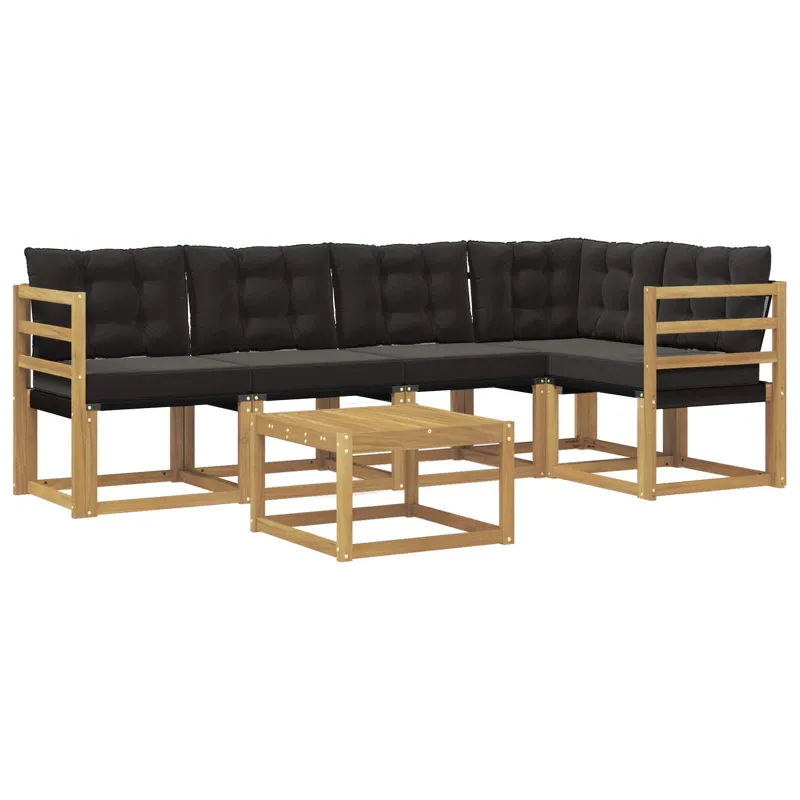 Lauko sofos komplektas su pagalve 6 pcs Balta ir juoda