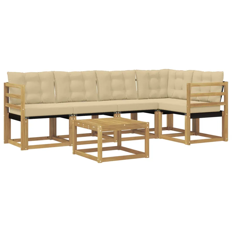 Lauko sofos komplektas su pagalve 6 pcs Balta ir kreminė