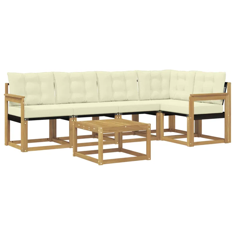 Lauko sofos komplektas su pagalve 6 pcs Balta ir kreminė