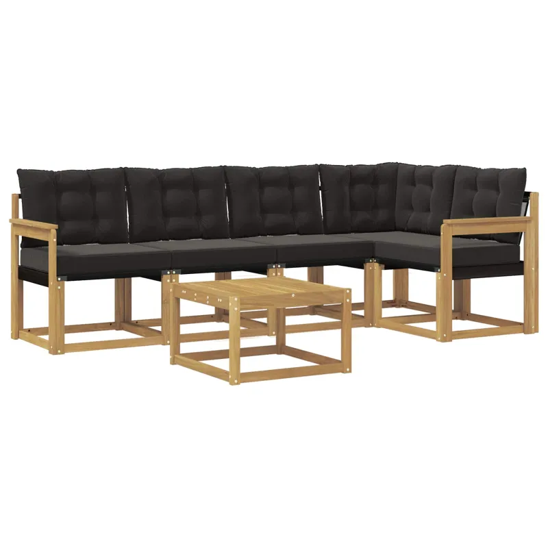 Lauko sofos komplektas su pagalve 6 pcs Balta ir juoda