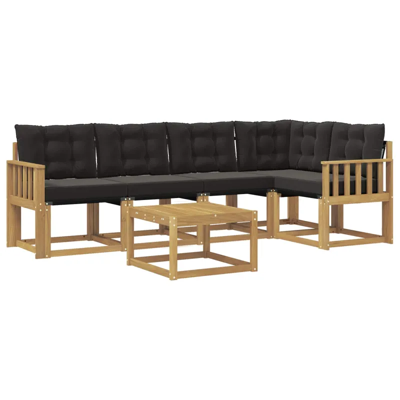 Lauko sofos komplektas su pagalve 6 pcs Balta ir juoda