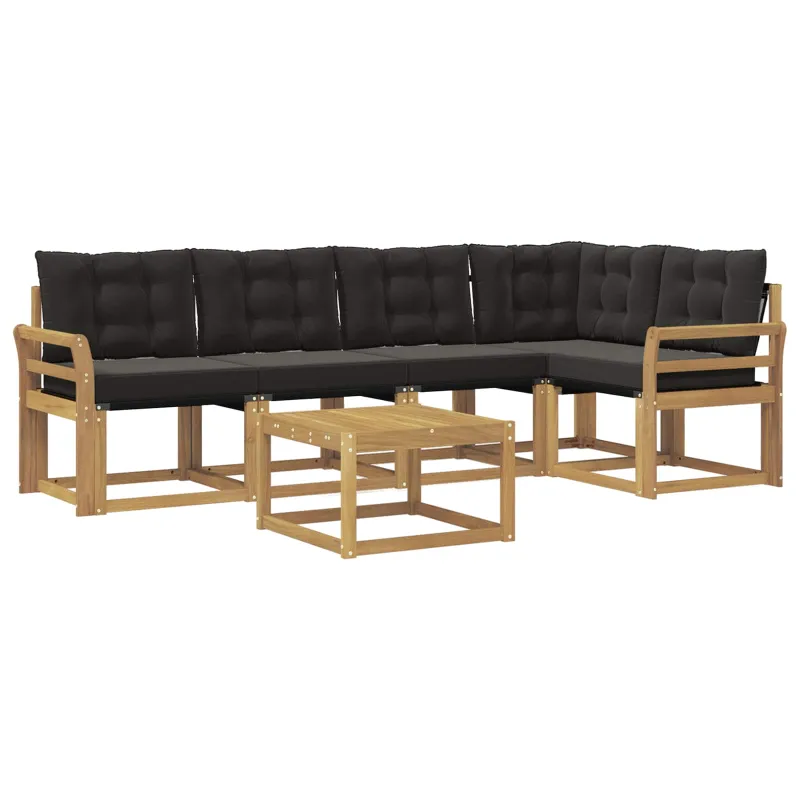 Lauko sofos komplektas su pagalve 6 pcs Balta ir juoda