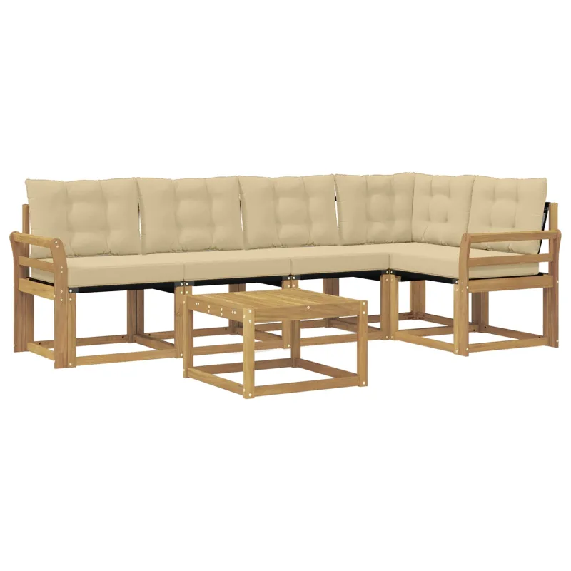 Lauko sofos komplektas su pagalve 6 pcs Balta ir kreminė