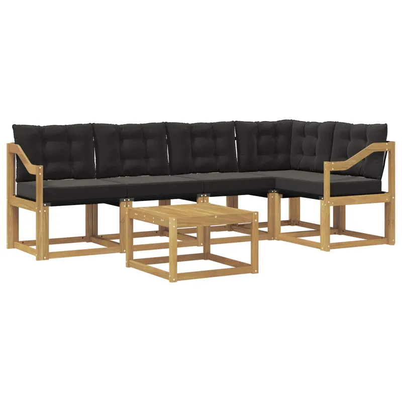 Lauko sofos komplektas su pagalve 6 pcs Balta ir juoda