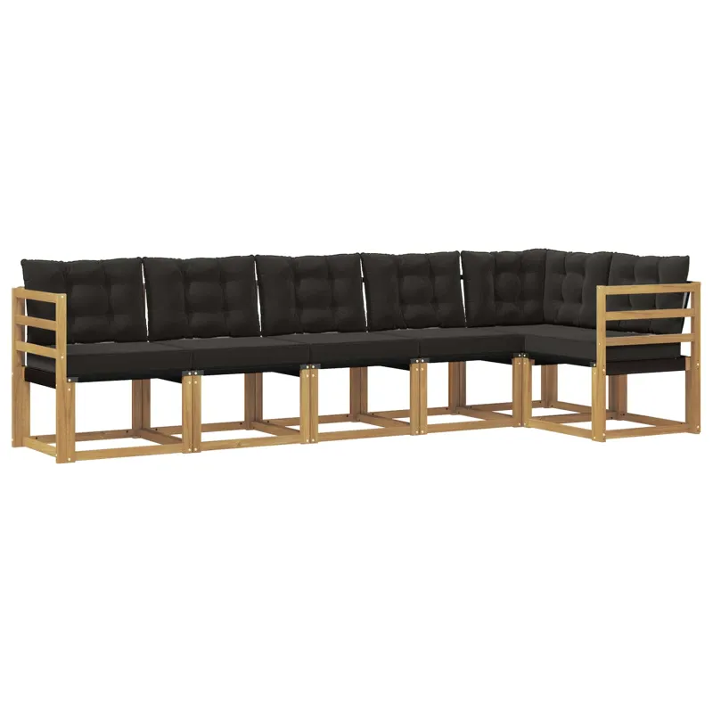Lauko sofos komplektas su pagalve 6 pcs Balta ir juoda