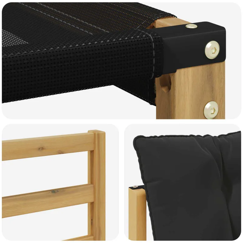Lauko sofos komplektas su pagalve 6 pcs Balta ir juoda