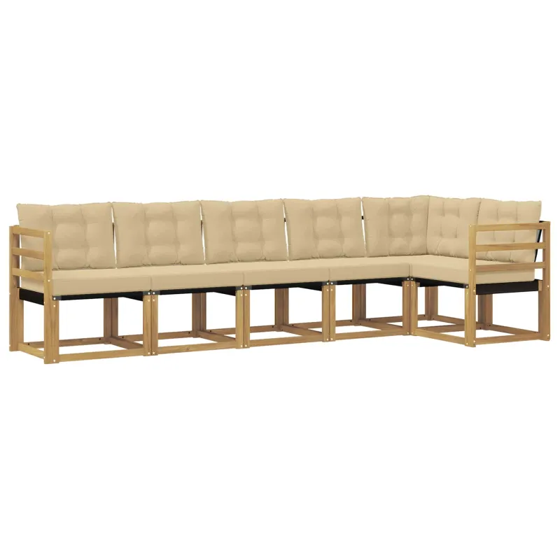 Lauko sofos komplektas su pagalve 6 pcs Balta ir kreminė