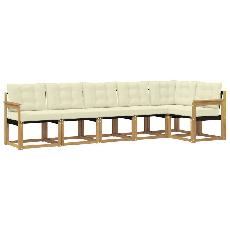 Lauko sofos komplektas su pagalve 6 pcs Balta ir kreminė