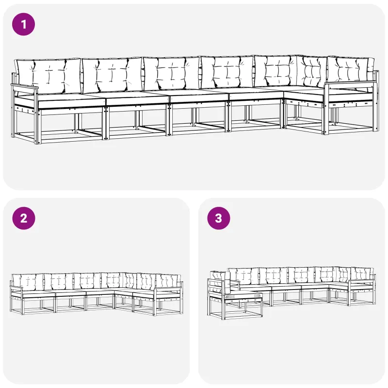 Lauko sofos komplektas su pagalve 6 pcs Balta ir šviesiai pilka