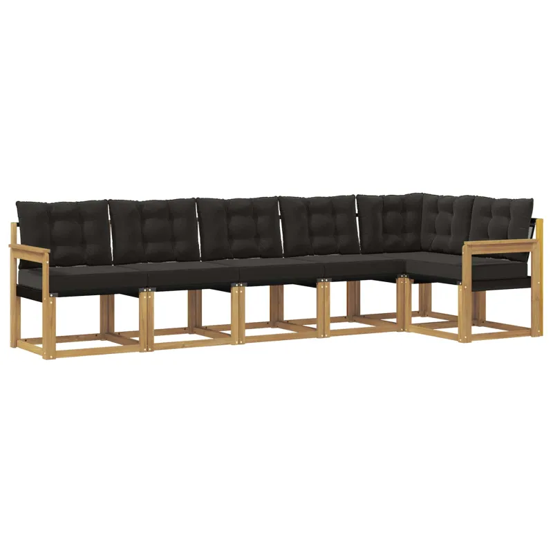 Lauko sofos komplektas su pagalve 6 pcs Balta ir juoda