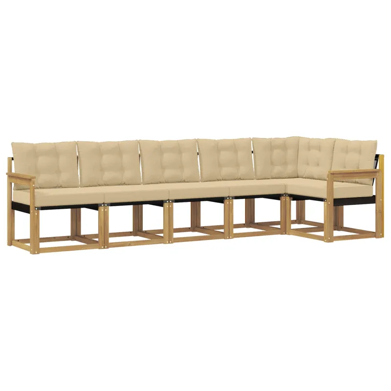 Lauko sofos komplektas su pagalve 6 pcs Balta ir kreminė