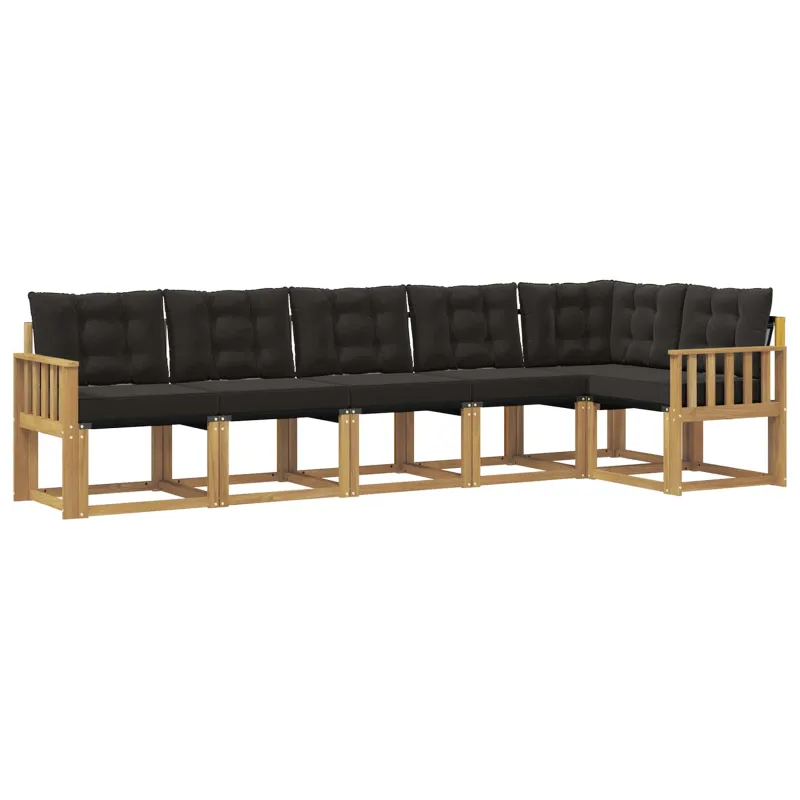 Lauko sofos komplektas su pagalve 6 pcs Balta ir juoda