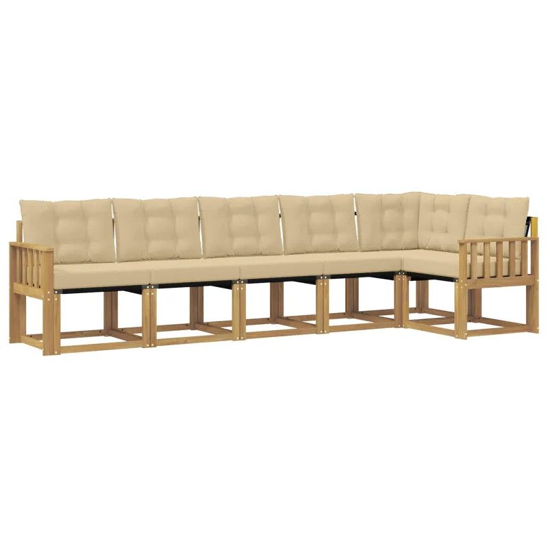 Lauko sofos komplektas su pagalve 6 pcs Balta ir kreminė