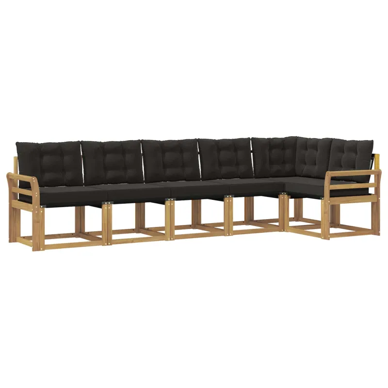 Lauko sofos komplektas su pagalve 6 pcs Balta ir juoda