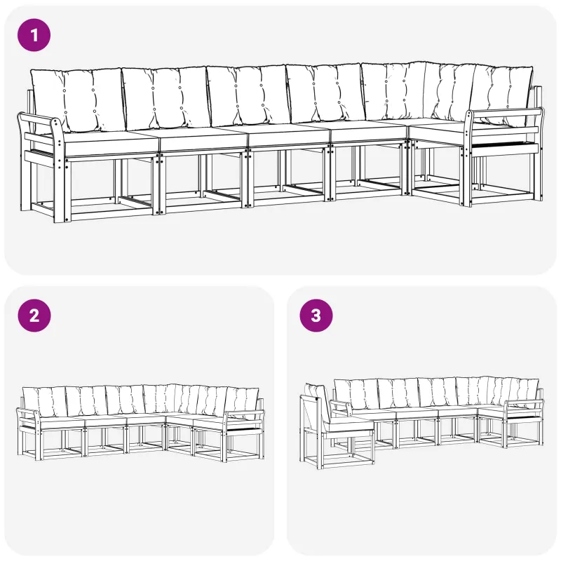 Lauko sofos komplektas su pagalve 6 pcs Balta ir juoda