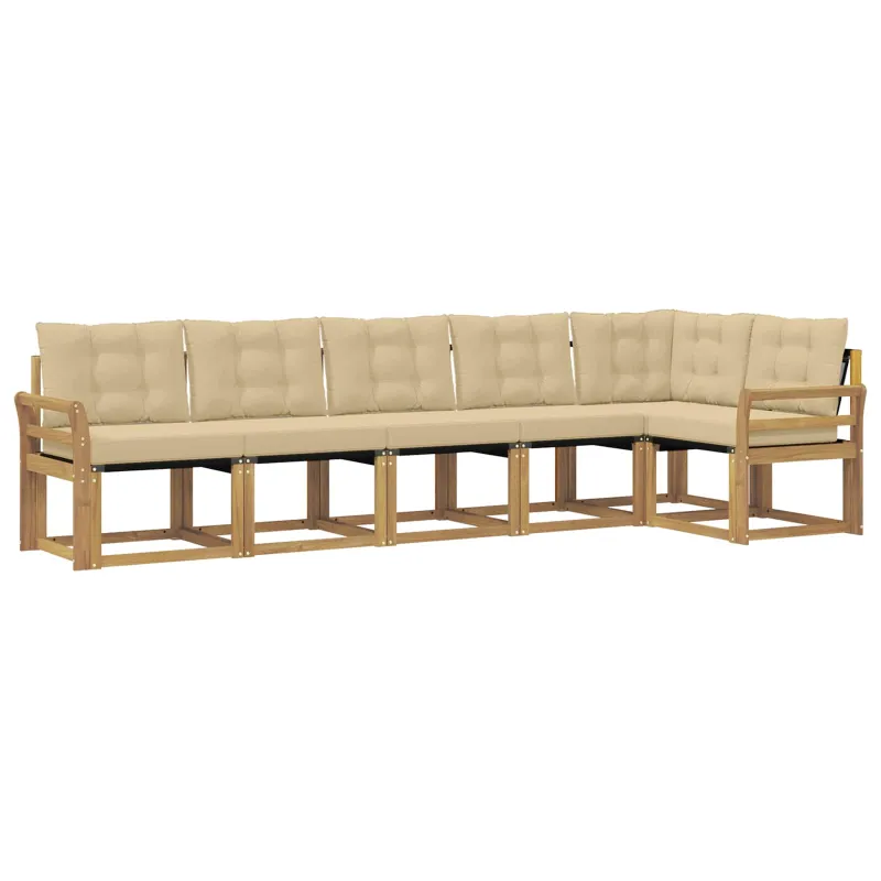 Lauko sofos komplektas su pagalve 6 pcs Balta ir kreminė