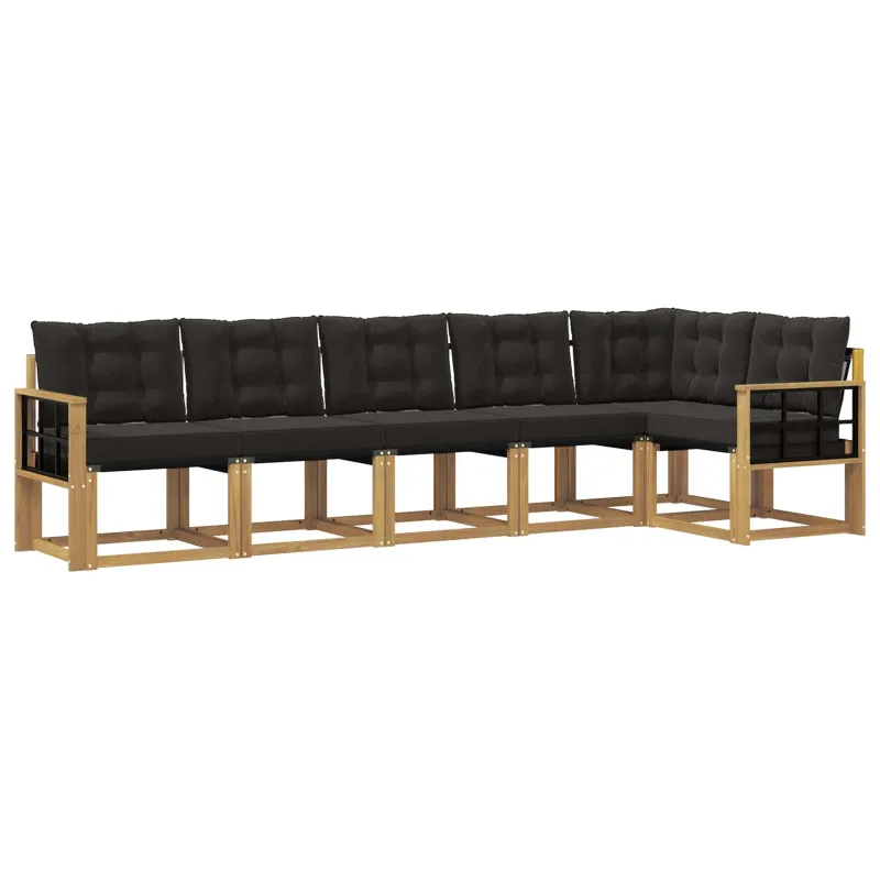 Lauko sofos komplektas su pagalve 6 pcs Balta ir juoda