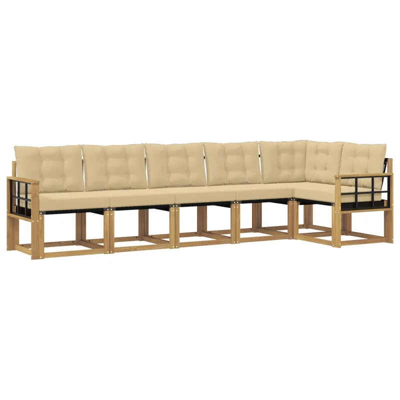Lauko sofos komplektas su pagalve 6 pcs Balta ir kreminė