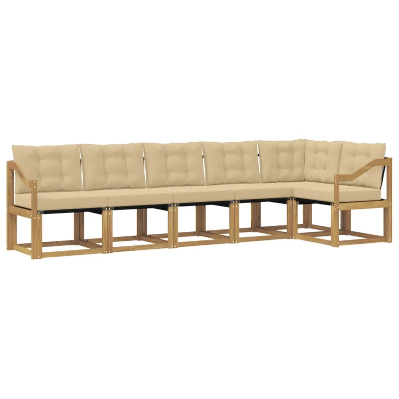 Lauko sofos komplektas su pagalve 6 pcs Balta ir kreminė