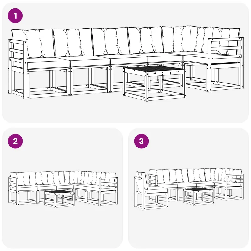 Lauko sofos komplektas su pagalve 7 pcs Balta ir kreminė