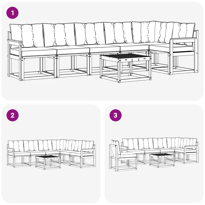 Lauko sofos komplektas su pagalve 7 pcs Balta ir juoda