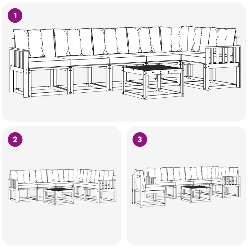 Lauko sofos komplektas su pagalve 7 pcs Balta ir juoda