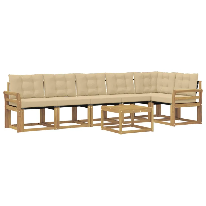 Lauko sofos komplektas su pagalve 7 pcs Balta ir kreminė