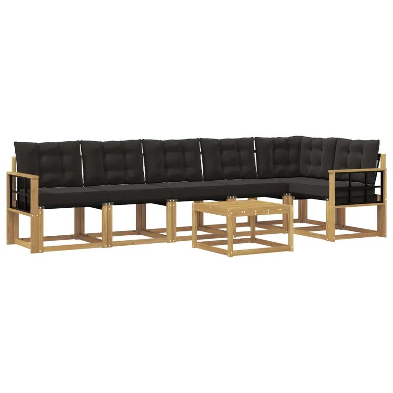 Lauko sofos komplektas su pagalve 7 pcs Balta ir juoda