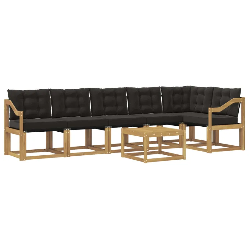 Lauko sofos komplektas su pagalve 7 pcs Balta ir juoda