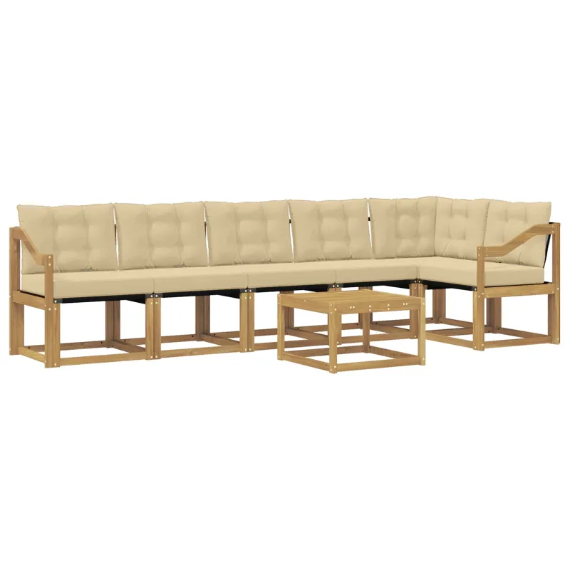 Lauko sofos komplektas su pagalve 7 pcs Balta ir kreminė