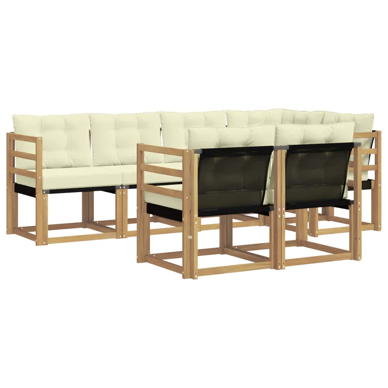 Lauko sofos komplektas su pagalve 7 pcs Balta ir kreminė