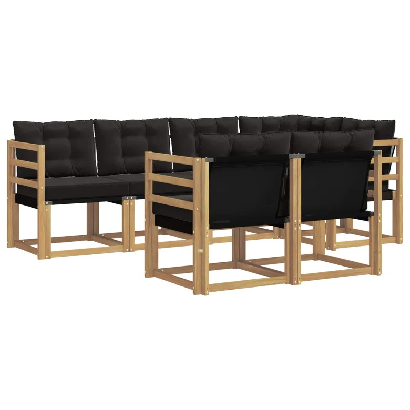 Lauko sofos komplektas su pagalve 7 pcs Balta ir juoda