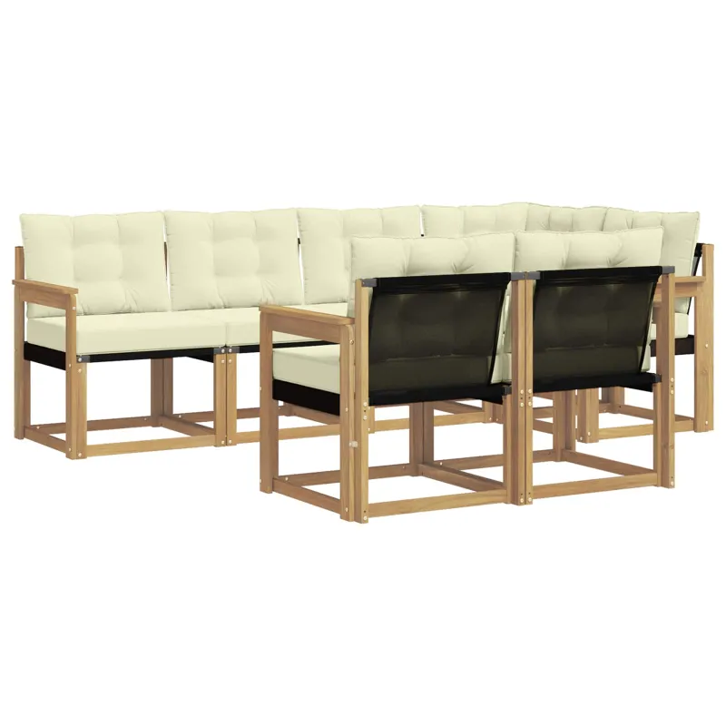 Lauko sofos komplektas su pagalve 7 pcs Balta ir kreminė