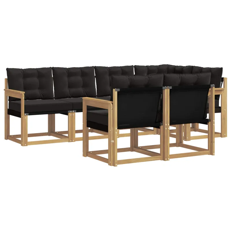 Lauko sofos komplektas su pagalve 7 pcs Balta ir juoda