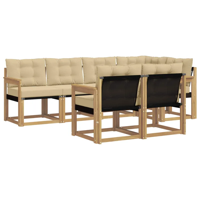 Lauko sofos komplektas su pagalve 7 pcs Balta ir kreminė